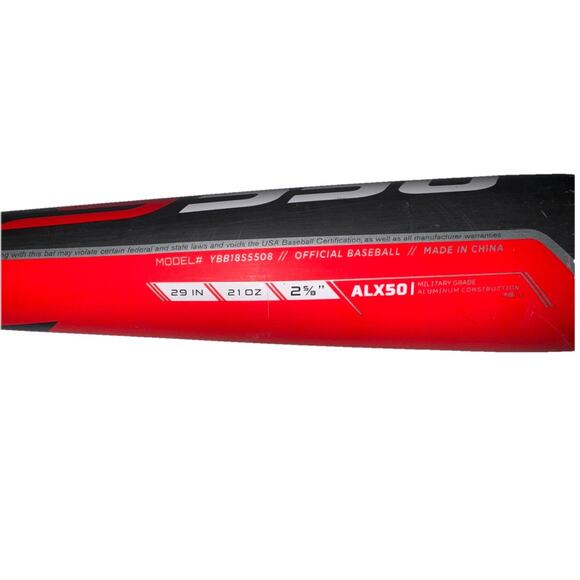 Easton S550 Boys Baseball Bat YBB18S5508 S550 2 5/8 -8 30"/ 22oz Black/Red ALX50 - Picture 6 of 12